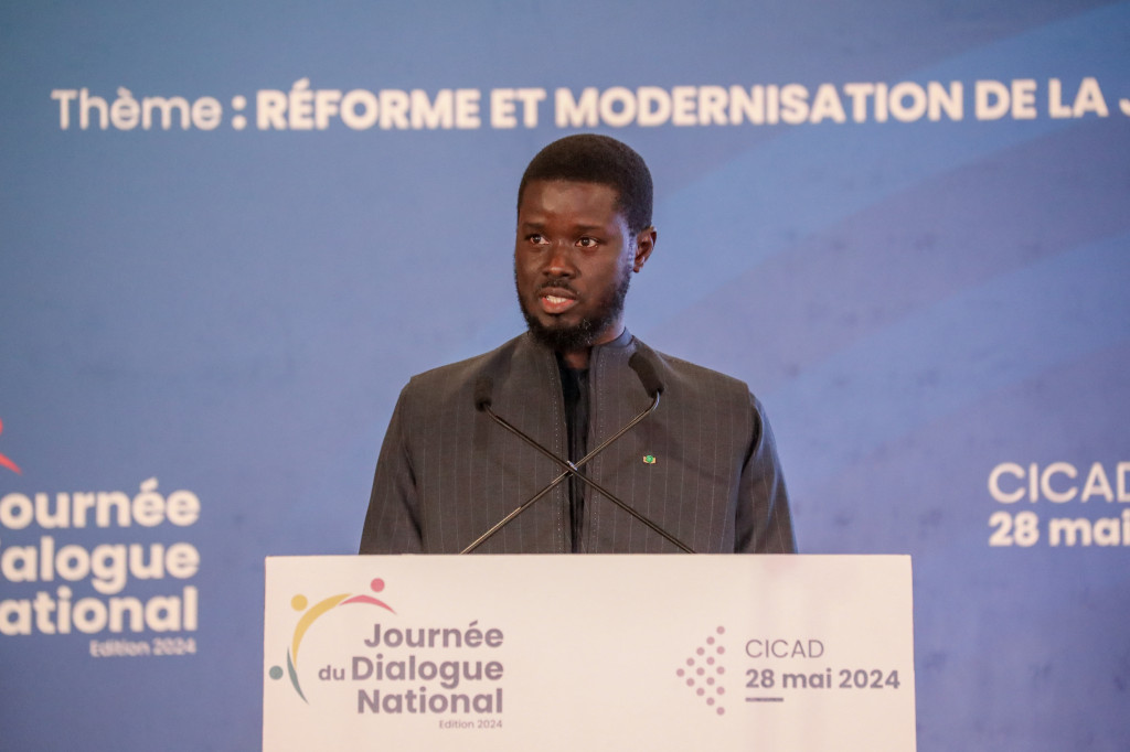 Le président sénégalais Bassirou Diomaye Faye ouvrant les travaux la Journée nationale du dialogue sur la réforme et la modernisation de la Justice.